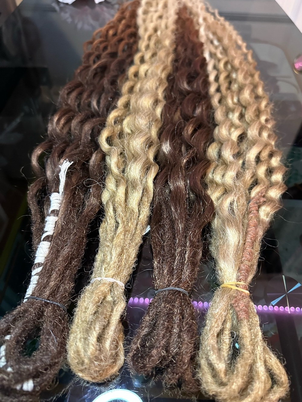 Blonde and Brown Curly Crochet Hair Extensions - Multi-Tone Protective Style